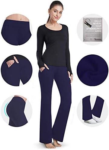 Bamans yoga elbisesi Pantolon Kadınlar için Bootcut, Eğimli Cepler, Geniş Flare, Egzersiz Uzun Bootleg Elbise Yoga