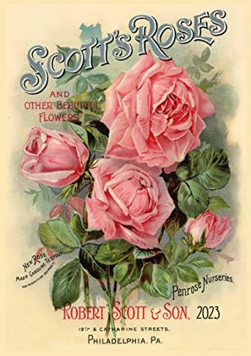 2023 Duvar takvimi [12 sayfa 8x 12] Güller Çiçekler Vintage Tohum Cep Posteri