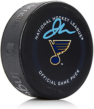 Jordan Kyrou İmzalı St Louis Blues Resmi Oyun Diski-İmzalı NHL Diskleri