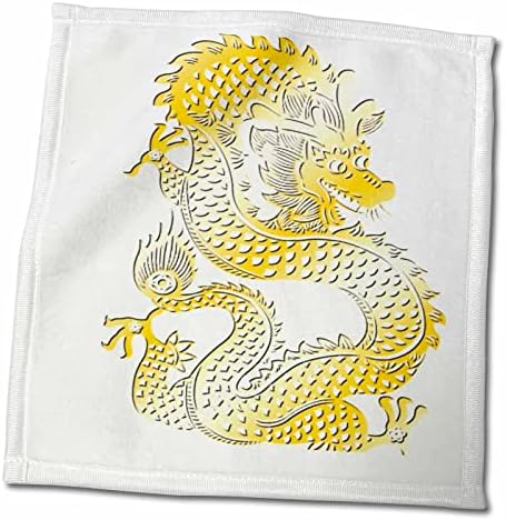 3dRose TDSwhite-Desen Tasarımları-Altın Ejderha Çince Zodyak Sembolü-Havlular (twl-285196-3)