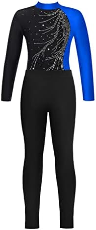 Jhaoyu Çocuk Kız Taklidi Uzun Kollu Jimnastik Leotard Atletik Tayt Dans Kıyafetleri Setleri Eşofman Giyim