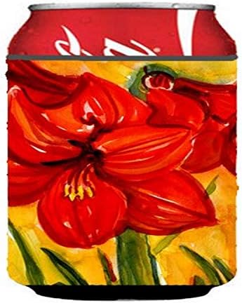 Caroline's Treasures 6056RSC Çiçek Ebegümeci Kırmızı Bardak Tutucu, Bardak Soğutucu Kol Tutucu Makinede Yıkanabilir