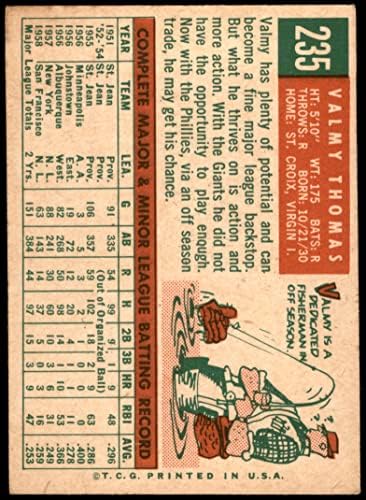 1959 Topps 235 Valmy Thomas Philadelphia Phillies (Beyzbol Kartı) VG/ESKİ Phillies