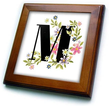 3dRose Mahwish - Monogram - Çiçekli Monogram M Çerçeveli Karoların Görüntüsü (ft-371765-1)