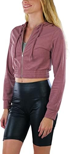 ToBeInStyle Kadın Kadife Havlu Aktif Kırpılmış Fermuarlı Kapüşonlu ceket
