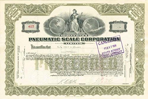 Pneumatic Scale Corporation - Stok Sertifikası