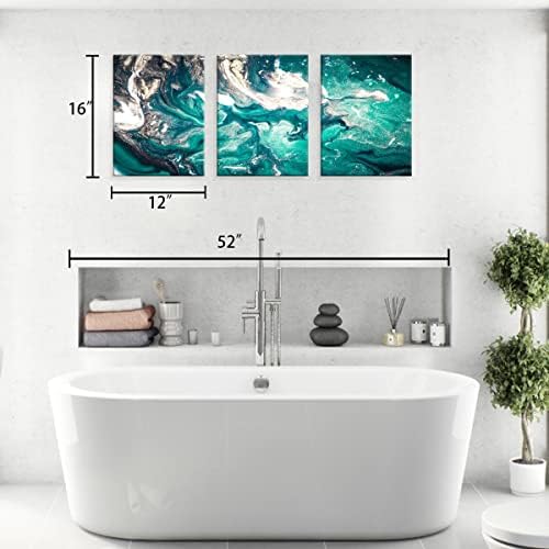 Banyo duvar Dekoru-Teal Lüks Soyut Duvar Sanatı Sıvı Sanat Soyut Tuval dekoratif tablolar Teal Dekor Mermer Doku Sanat