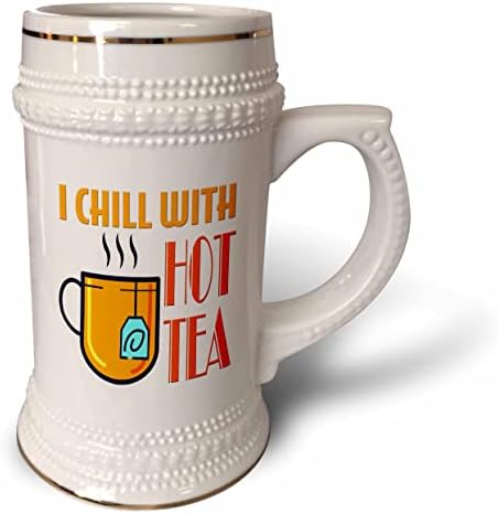 Kelimelerin 3dRose Görüntüsü Beyaz üzerine Sıcak Çay ve Çay Bardağı ile Üşüyorum. - 22oz Steın Kupa (stn-364100-1)