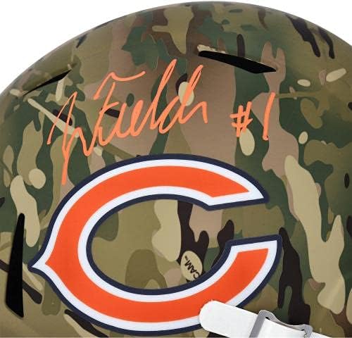 Justin Fields Chicago Bears İmzalı Riddell Camo Alternatif Hız Çoğaltma Kaskı - İmzalı NFL Kaskları