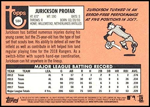 2018 Topps Miras Yüksek Sayı Beyzbol 584 Jurickson Profar Texas Rangers Resmi MLB Ticaret Kartı