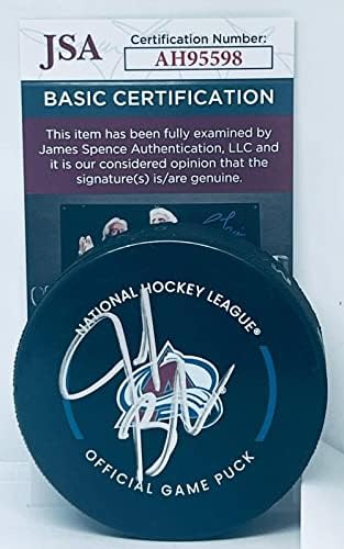 Jared Bednar imzalı Colorado Çığ Resmi Oyun Diski imzalı Avs JSA İmzalı NHL Diskleri