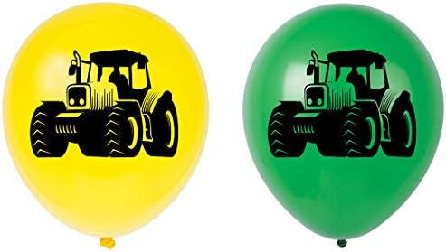 Traktör Lateks Balonlar, 12 inç (16 adet) Yeşil Sarı çiftlik traktörü Doğum Günü Partisi Süslemeleri, Malzemeleri