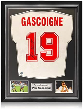 Özel Hatıra Paul Gascoigne, ingiltere 1990 Futbol Formasını İmzaladı. Üstün Çerçeve