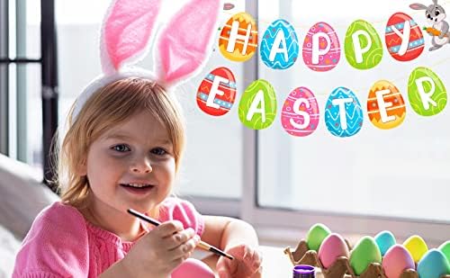 Mutlu Paskalya Banner Bunny Yumurta Havuç Çelenk Renkli Bahar Asılı Bunting Süslemeleri Manto Şömine için Set Ön Kapı