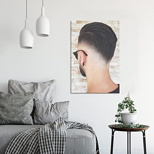 AOMACA Saç Salon Dekor Saç Salon Sıcak V-Şekilli Yaka Saç Kesimi için Alışılmadık Bir Adam Tuval Boyama Duvar sanat