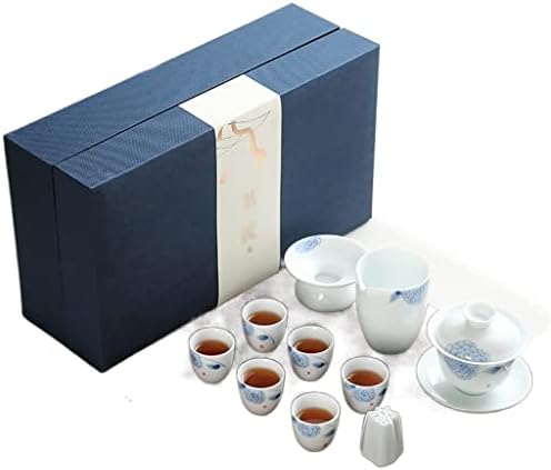 ZLXDP Yaratıcı El-Boyalı Beyaz Porselen Kung Fu Çay seti Kaplı Kase Seramik Çay Bardağı Seti Komple Hediyeler