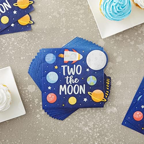 50 Paket İki Ay Peçeteler 2nd Doğum Günü Süslemeleri Çocuklar için, Galaxy Parti Malzemeleri (Mavi, 6. 5x6. 2 İnç)