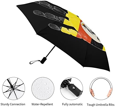 Uganda Bayrağı Palmiye Rüzgar Geçirmez Seyahat Kompakt Şemsiye Katlanır Otomatik Şemsiye Yağmur Sırt Çantası Araba