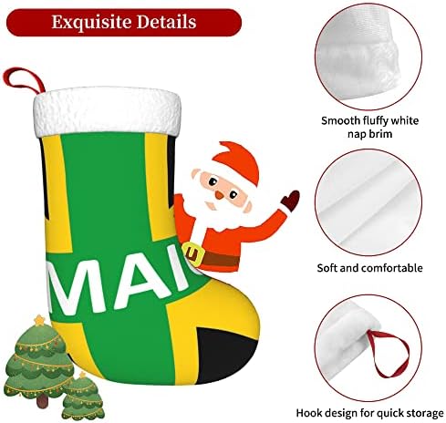 QG ZZX Noel Çorap Beyaz Süper Yumuşak Peluş Manşet Jamaikalı Krallık Bayrağı Noel Çorap Noel Süslemeleri Çorap