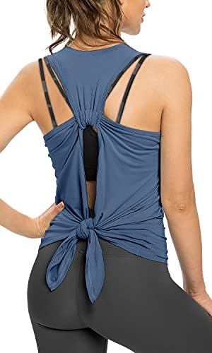 Sanutch Aç Geri Egzersiz Üst Backless Yoga Gömlek Kravat Geri Egzersiz Tankı Kadınlar için