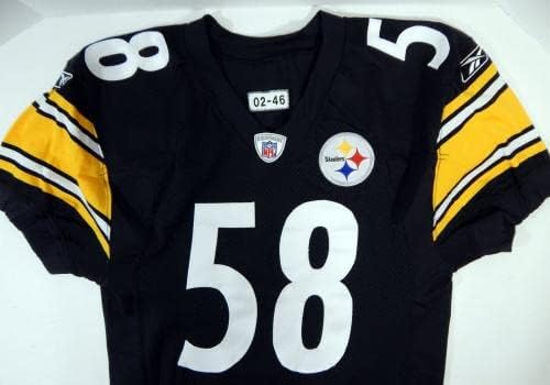 2002 Pittsburgh Steelers 58 Oyun Verilmiş Siyah Forma 46 DP21318 - İmzasız NFL Oyunu Kullanılmış Formalar