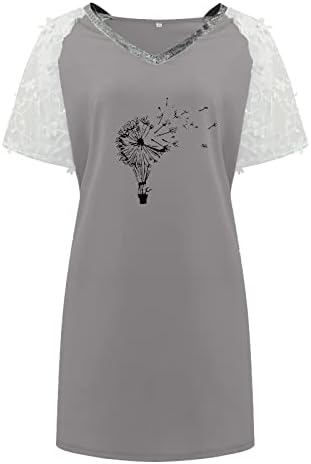 NOKMOPO Maxi Elbise Kadınlar için Yaz Moda Düz Renk V Yaka Dantel Kısa Kollu rahat elbise
