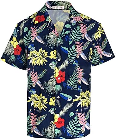 2023 Yeni Hawaii Gömlek Erkekler için Kısa Kollu Düzenli Fit Erkek Çiçek Gömlek Hızlı Kuru Erkek Gömlek