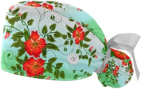 Mersov 2 ADET çalışma kapağı Kadınlar için Düğme ile Uzun Saç Ayarlanabilir Elastik Bandaj Kravat Geri Şapka Kabarık