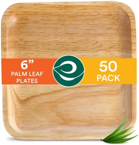 ECO SOUL %100 Kompostlanabilir, Biyolojik Olarak Parçalanabilir, Tek Kullanımlık Palmiye Yaprağı Plakaları | Bambu