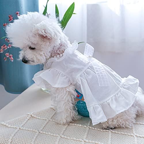 Köpek İlmek Prenses Elbise Küçük Köpekler Yaz Yeni Beyaz Elbise Elbise Yumuşak Nefes Köpek Pamuk Kıyafetler Yorkie