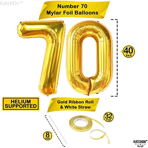 KatchOn, Altın 70 Balon Numaraları - Büyük, 40 İnç | 70. Doğum Günü Süslemeleri için 70 Doğum Günü Balonları | 70.