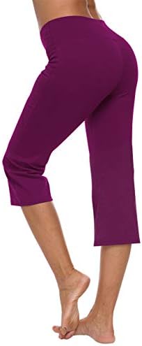 ChınFun kadın Yoga kapri pantolonlar 20/ 21/ 22 Inseam Egzersiz Bootcut Düz Bacak Salonu Kırpma Tayt Atletik Pantolon