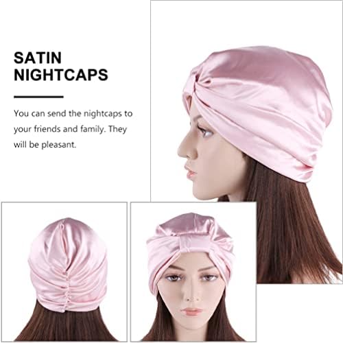 DOITOOL Home Women Shower Caps: 4 Adet Leke Bonnet Gece Uyku Şapka Banyo Kapakları Saç Bakımı Kap Saç Saten Bonnet