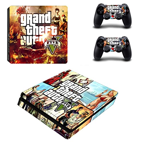 Oyun Grand GTA Hırsızlık Ve BAuto PS4 veya PS5 Cilt Sticker PlayStation 4 veya 5 Konsolu ve 2 Kontrolörleri Çıkartması