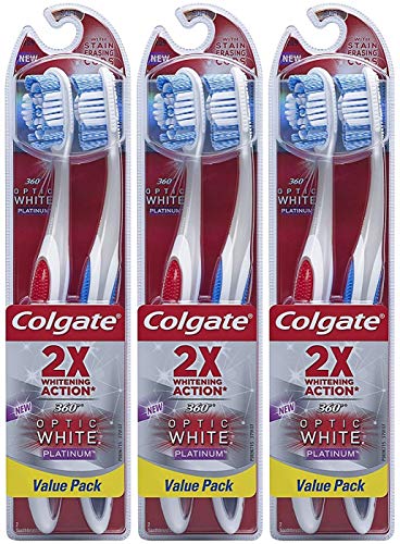 Colgate 360 Optik Beyaz Platin Diş Fırçası, Yumuşak, 2 Adet (3'lü Paket) Toplam 6 Diş Fırçası