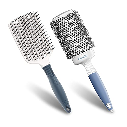 Saç Fırçası Seti-Fön için Profesyonel Yuvarlak Fırça ve Dolaşık Açıcı kürekli fırça-Kalın Saçlar için Saç Dolaşık