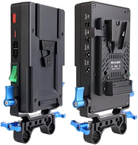 KOCACKOO V-Mount Pil, Sony Kameralar,BMPCC 4k/6k, DSLR kameralar için 15mm çubuk kelepçesi ve altı DC güç çıkışı ile