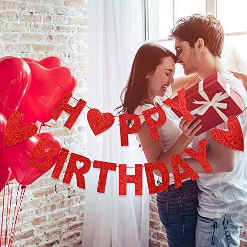 Kırmızı Glitter Mutlu Yıllar Sevgililer Afiş Sevgililer Günü Sevgililer Günü için Doğum Günü Afiş Doğum Günü Partisi