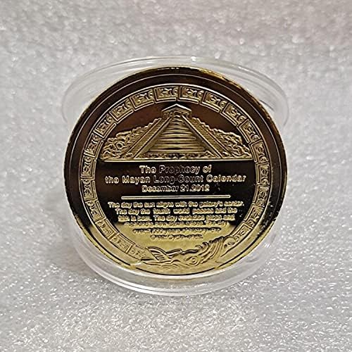 Cryptocurrency Altın Kaplama hatıra parası Maya Sikke Şanslı Sikke Piramit Güneş Saati Sikke Koruyucu Kapak ile Kişisel
