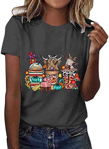 Kadın Üstleri Seksi, Komik Sevimli Yayla Sığır Cowgirl T-Shirt Hayvan Grafik Tee Çiftlik Hayatı Rahat Kısa Kollu Üstleri