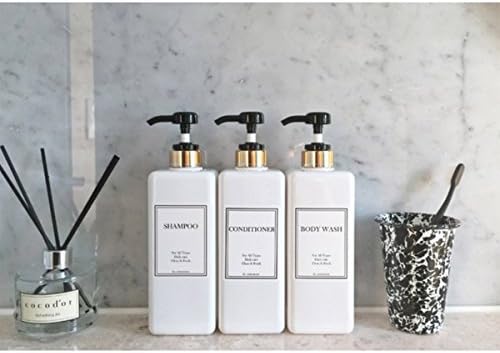 HARRA HOME Modern Altın Tasarım Pompa Şişesi Seti 27 oz Doldurulabilir Şampuan ve Saç Kremi Dispenseri Banyo Losyonu