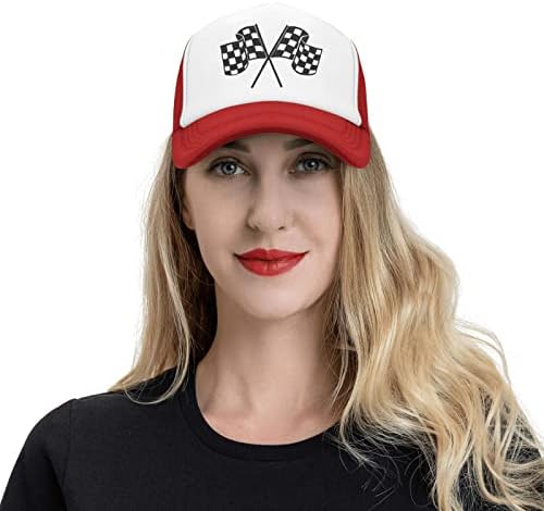 Damalı Bayraklar Yarış Arabası Örgü Şapka Moda Beyzbol Kapaklar Siyah Izgara kamyon şoförü şapkaları Golf Sunhat