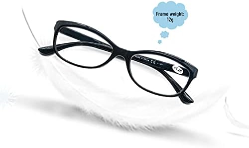 CAWINT okuma gözlüğü Kadın + 1.50 Şık Bayanlar Okuyucular Hafif Rahat Dikdörtgen Gözlük Okuma için 6 Pairs