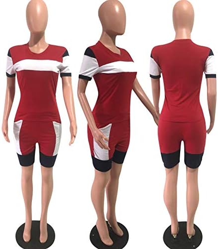 Kadın Renk Bloğu 2 Parça Spor Kıyafet Eşofman Gömlek Şort Jogger spor giyim seti Giyim