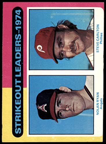 1975 Topps 312 Grev Liderleri Nolan Ryan / Steve Carlton Melekler / Phillies (Beyzbol Kartı) VG Melekler / Phillies