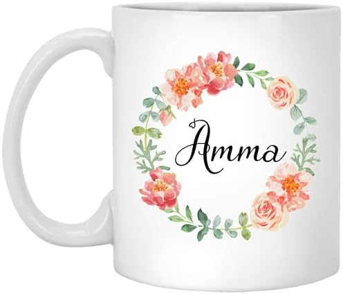 Amma Kupa-En iyi Amma Kahve Fincanı-Anneler Günü için Amma Hediye - Amma Suluboya Çiçek Kahve Kupa-Anneler Günü Hediye