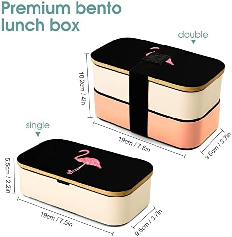 Pembe Flamingo Kuş Çift Katmanlı Bento yemek kabı Gereçler Seti Istiflenebilir yemek kutusu Içerir 2 Konteyner
