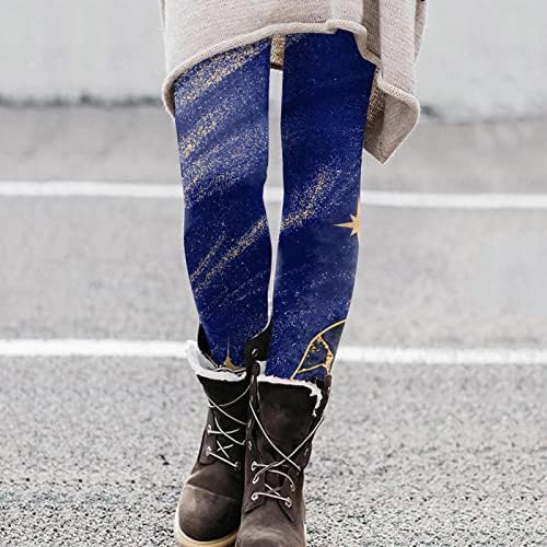 WOCACHI kadın Baskılı Karın Kontrol Tayt Ayak Bileği Uzunlukta Düzenli Boyutu Egzersiz Legging Pantolon Spor Atletik