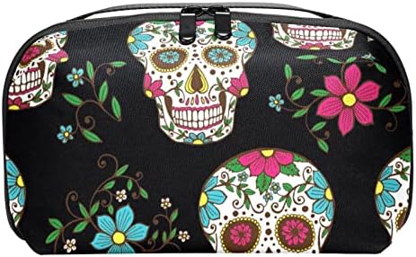 Makyaj çantası Asılı Dopp Kiti Erkekler için Suya Dayanıklı Tıraş Çantası Seyahat için, Meksika Tarzı Çiçek Kafatası