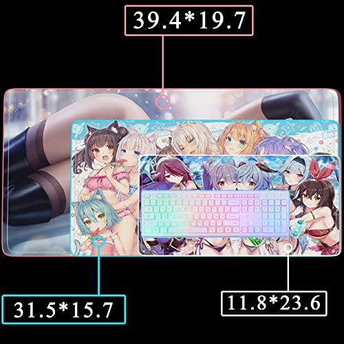 HentaiHouse Seksi Anime Kız Büyük Oyun Mouse Pad, Dayanıklı 23.6x11.8 x0.12in Dikişli Kenarlı Büyük Genişletilmiş
